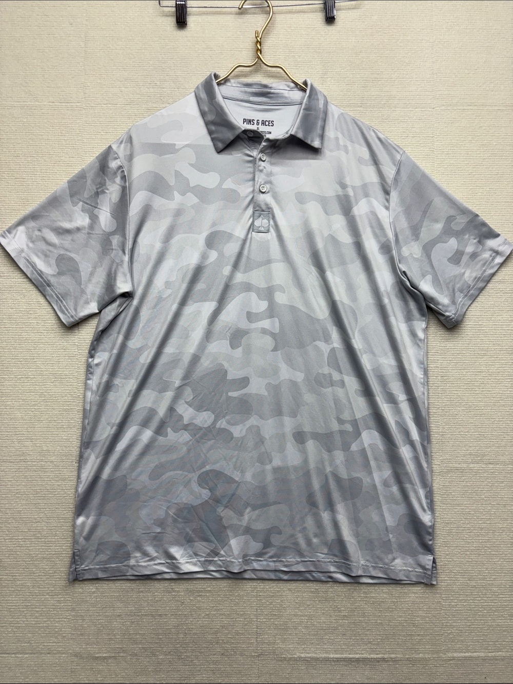 Pins & Aces | XL Men's Gray Camo Polo Shirt